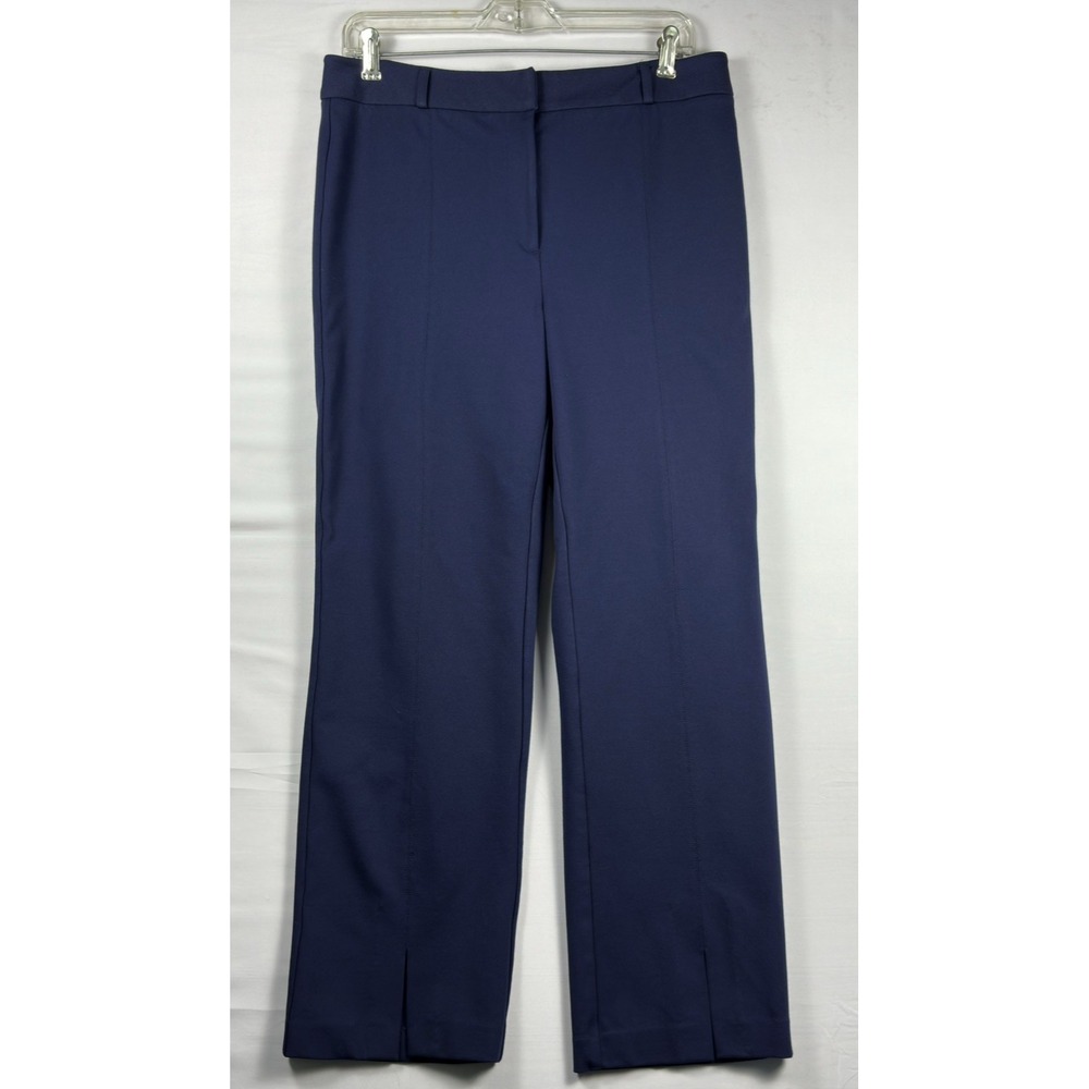 J.McLaughlin Navy Blue Ponte Knit Front Slit Trousers Dress Pants Size 10